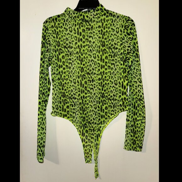 Fashion Nova Animal Print Mesh Long Sleeve Bodysuit. Size XL. - Picture 12 of 13